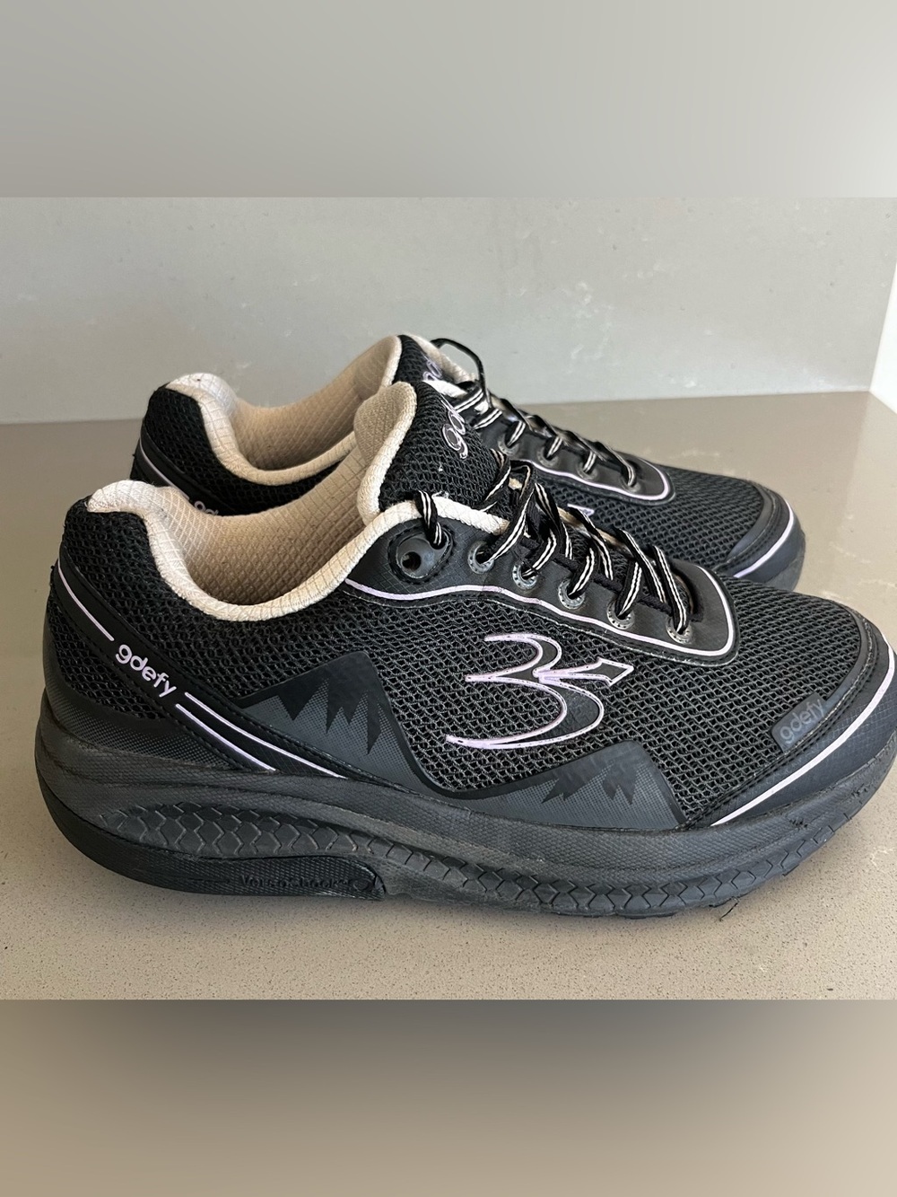 GDEFY Women’s 10 Black Purple Gravity Defyer Comfort Fit ION Athletic Shoes